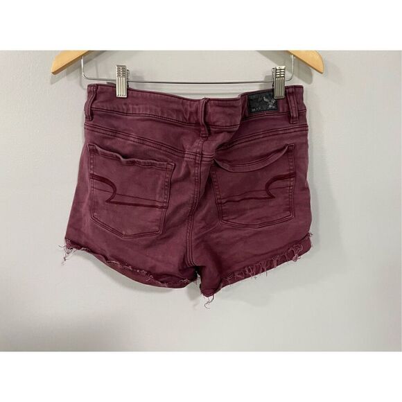American Eagle Outfitters Women’s 10 Hi Rise Shortie Super Stretch Shorts Red - Picture 4 of 6